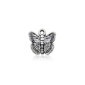Retro Tibetan silver butterfly alloy charm with textured details for DIY necklaces - 10049-12x12mm-0.6g Butterfly