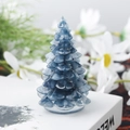 Mini sapin de Noël décoratif en résine bleue translucide avec design de feuilles empilées - 42 Aventurine bleue