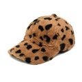 Casquette de baseball d'hiver léopard en fausse fourrure pelucheuse pour femme tendance - M(56-58cm) / Café