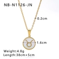 Gouden Stier sterrenbeeld ketting met wit schelpinlegsel en afmetingen - Stier (NB-N1126-JN)