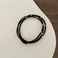 Coletero elástico de tres capas negro con cuentas doradas de estilo minimalista - Triple Hebra Cuenta Dorada / Negro