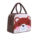 Portable insulated lunch bag featuring a cute brown cartoon bear on a dark brown surface - Brown Bear Cute Style