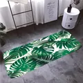 Monstera leaf print flannel floor mat with tropical green foliage on white background - 40x60cm / Monstera Leaves