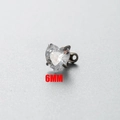 6mm heart-shaped zircon dermal anchor top in polished stainless steel for body piercing - 6mm / White (6#White)