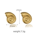 Detailed size view of 18k gold conch spiral earrings with dimensions 27mm and 21mm - Gold Conch