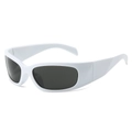 Lunettes de soleil de sport rétro-futuristes avec monture blanche et verres gris foncé - Monture Blanche Verres Gris Foncé