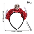 Halloween-Haarreif mit roten Stoffrosen, Kunststoffschädeln und Knochenhänden mit Maßangaben - Einheitsgröße / Halloween Haarreif - Rote Rose Totenkopf Stil