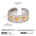Anello a cuore aperto in acciaio inossidabile argento con dettagli dorati e misure - Misura 7 (ID 1.73cm)