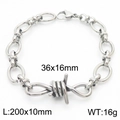 Punk barbed wire knot bracelet in stainless steel, 200mm length with size dimensions - Oval Thick Chain Barbed Wire Decor Bracelet (KB181220-Z)