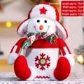Christmas snowman plush gift box with red star hat and snowflake knit storage container - White Knitted Snowman Style (S235-B)