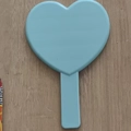 Cute light blue heart-shaped handheld mirror with a portable ergonomic long handle - Sky Blue