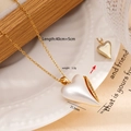 Titanium steel heart pendant necklace with white mother-of-pearl and gold mirror finish - Double Sided Heart 2575