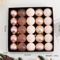 Set di 25 palline di Natale in oro rosa e champagne con finiture miste in scatola nera - Rosa Chiaro