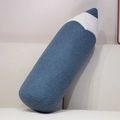 Blue and white plush pencil-shaped throw pillow in textured sherpa fleece fabric - 70cm(0.75kg) / Dark Blue Teddy Fleece Style