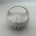 White silicone scalp massage brush with ergonomic handle for hair washing and cleaning - White