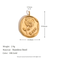 18K gold plated stainless steel oval pendant with vintage rose relief carving - Rose Irregular Oval Pendant