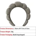 Gray thick sponge headband for women with scallop edges for makeup and face washing - Gold Velvet Cloud Headband (11#) / Grey Coffee