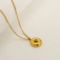 Minimalist gold bubble round pendant necklace in high-polished stainless steel finish - Letter O / Gold