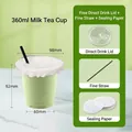 360ml thick clear plastic coffee cup with direct drink lid and black straw accessory - 360ml With Direct Drink Lid Straw and Leak-proof Paper