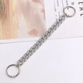 Silver rhinestone chain accessory for garden shoes with round spring buckles, length 230mm - 15 Rhinestone Acrylic (Silver) with Large Buckle