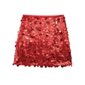 Detail of red mini skirt with high-density large round sequins and metallic party texture - XS / Red