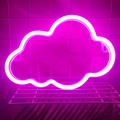 Cloud shaped pink LED neon light sign mounted on a pink tiled wall for room decor - 1-2W / New Cloud Pink