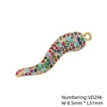 Colorful S-shaped chili pendant in gold finish with multi-colored cubic zirconia stones - Gold Colorful CZ VD296