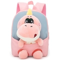 Roze cartoon dinosaurus rugzak voor peuters met afneembare knuffel en waterdichte stof - Roze