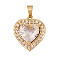 Golden heart-shaped pendant with a large crystal center and small halo stones - Zirconia Heart Type B / Clear White