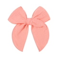 5.4-inch coral jacquard cotton bow hair clip with textured fabric for girls - Coral (18)