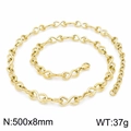 Gold stainless steel infinity link necklace with lobster clasp, 500x8mm size - Necklace / Gold