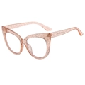 Pink cat-eye eyeglasses frame with sparkling glitter and anti-blue light clear lenses - Pink Glitter