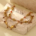 18K vergoldetes Vintage-Armband mit rotem Tropfenstein und 21,5 cm Längenmaßen - Rotes Herz und Wassertropfen Edelsteine (NH-121)