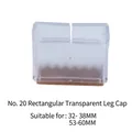 Size 20 rectangular transparent silicone furniture leg cover with brown felt pad - No.20 Rectangular (32-38/53-60mm)