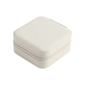 Portable white square jewelry box organizer with secure zipper and textured finish - 10*10*5cm / White
