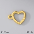 Pendentif coeur doré avec texture torsadée et largeur de 20mm en acier inoxydable - Style 5 Coeur Torsadé (KLJ6846-Z) / Or
