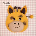 Cute giraffe wool felt coin purse with zipper and 15x17cm size on grid cloth - Giraffe