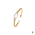 Gold plated beaded ring with a marquise-cut zircon gemstone in an open adjustable design - White Marquise / Adjustable Open