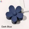 Detailed macro view of navy blue matte flower hair claw with five-petal resin design - Matte Flower Hair Clip - Royal Blue