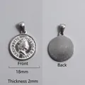 Macro view of 18mm Roman coin pendant showing Queen portrait and brushed texture - Queen Portrait 1998 Coin Charm (P00008S)