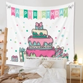 Bohemian style Happy Birthday wall tapestry with hand-drawn cake and gift designs - Pink Blue Cake (ZJ1011-7) / 73X95CM (Cross-border Brushed)