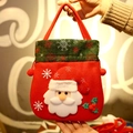 Christmas felt gift bag featuring 3D Santa Claus design with red and green festive colors - Green Rim Santa