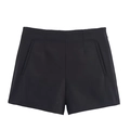 Flat lay of high-waisted black casual shorts for women with invisible side zipper - XS / Black