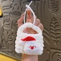 Handmade white knitted coin purse with a 3D Santa Claus design and plastic handle - Santa Claus