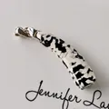 Elegant banana hair clip featuring black and white marble resin pattern and silver metal clasp - 9# Black and White Block Acetate Banana Clip