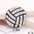 Macro view of 2.8cm rhinestone basketball charm showing silver finish and clear crystals - Volleyball