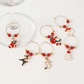 Set de 6 identificadores navideños para copas con anillos de metal y esmalte - Juego 1