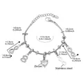 Silver stainless steel snake chain bracelet with heart zircon and infinity charms - Steel Heart Infinity Style(E674)