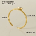 Verstelbare 18K vergulde roestvrijstalen ring met T-letter en fonkelende zirkoon - Letter T Stijl (ZX643)