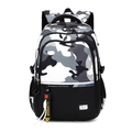 Minimalist large-capacity backpack with black and grey camo print for travel and school - Camo Grey